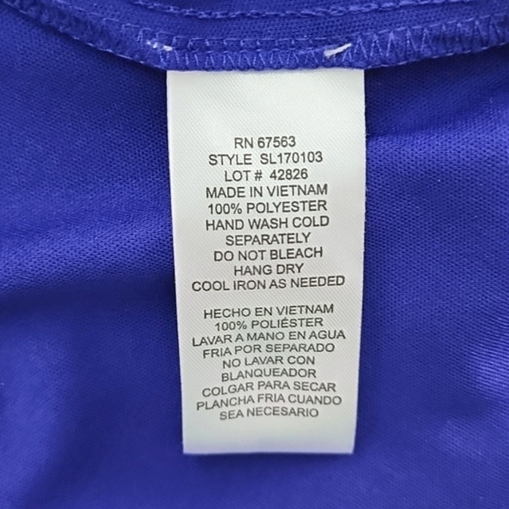 SLNY Women's Royal Blue Tiered Chiffon Sleeveless Shift Dress 6 - Picture 8 of 13